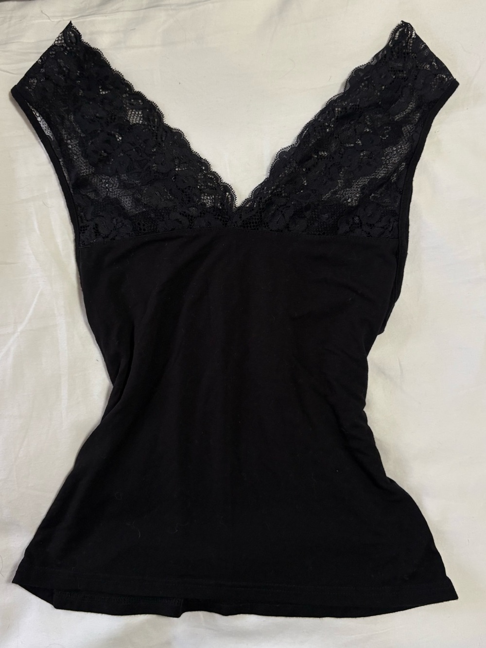 Black Lace V-Neck Tank Top